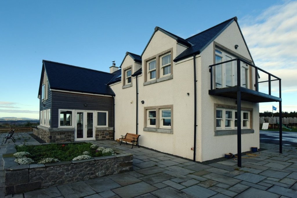 Freshly roughcast and rendered house exterior